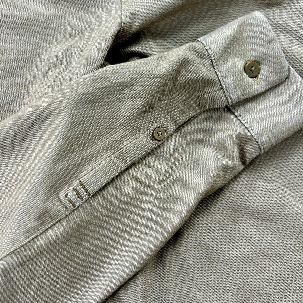 Lululemon Large Commission Long-Sleeve Shirt Pocket Mens Tan Four Way Stretch - Picture 2 of 9